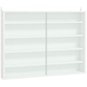 Display Cabinet Wall Mounted Display Case with Adjustable Shelves and 2 Sliding Glass Doors for Collections Perfumes Decorative Figurines 80x9.5x60 cm White