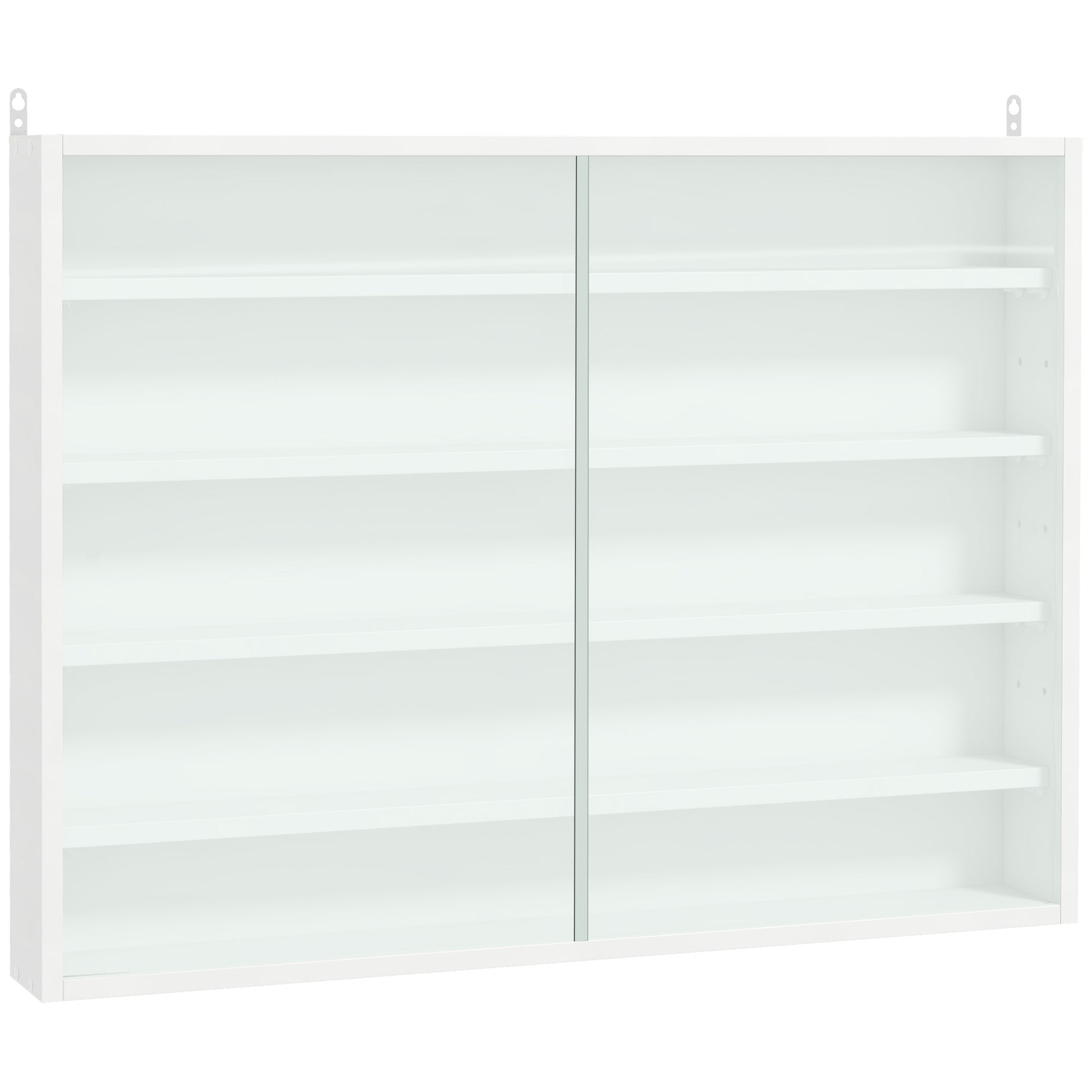 Display Cabinet Wall Mounted Display Case with Adjustable Shelves and 2 Sliding Glass Doors for Collections Perfumes Decorative Figurines 80x9.5x60 cm White