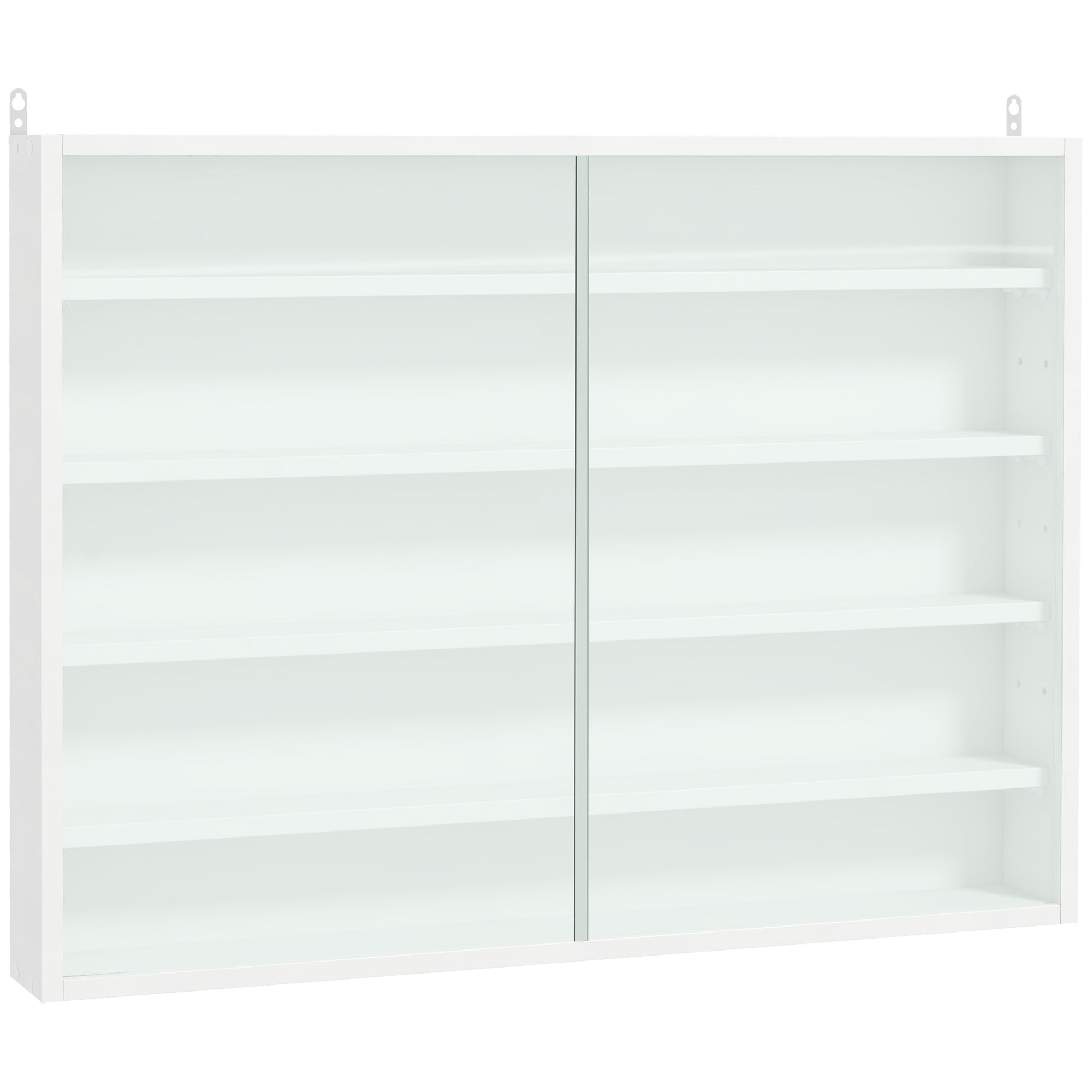Display Cabinet Wall Mounted Display Case with Adjustable Shelves and 2 Sliding Glass Doors for Collections Perfumes Decorative Figurines 80x9.5x60 cm White