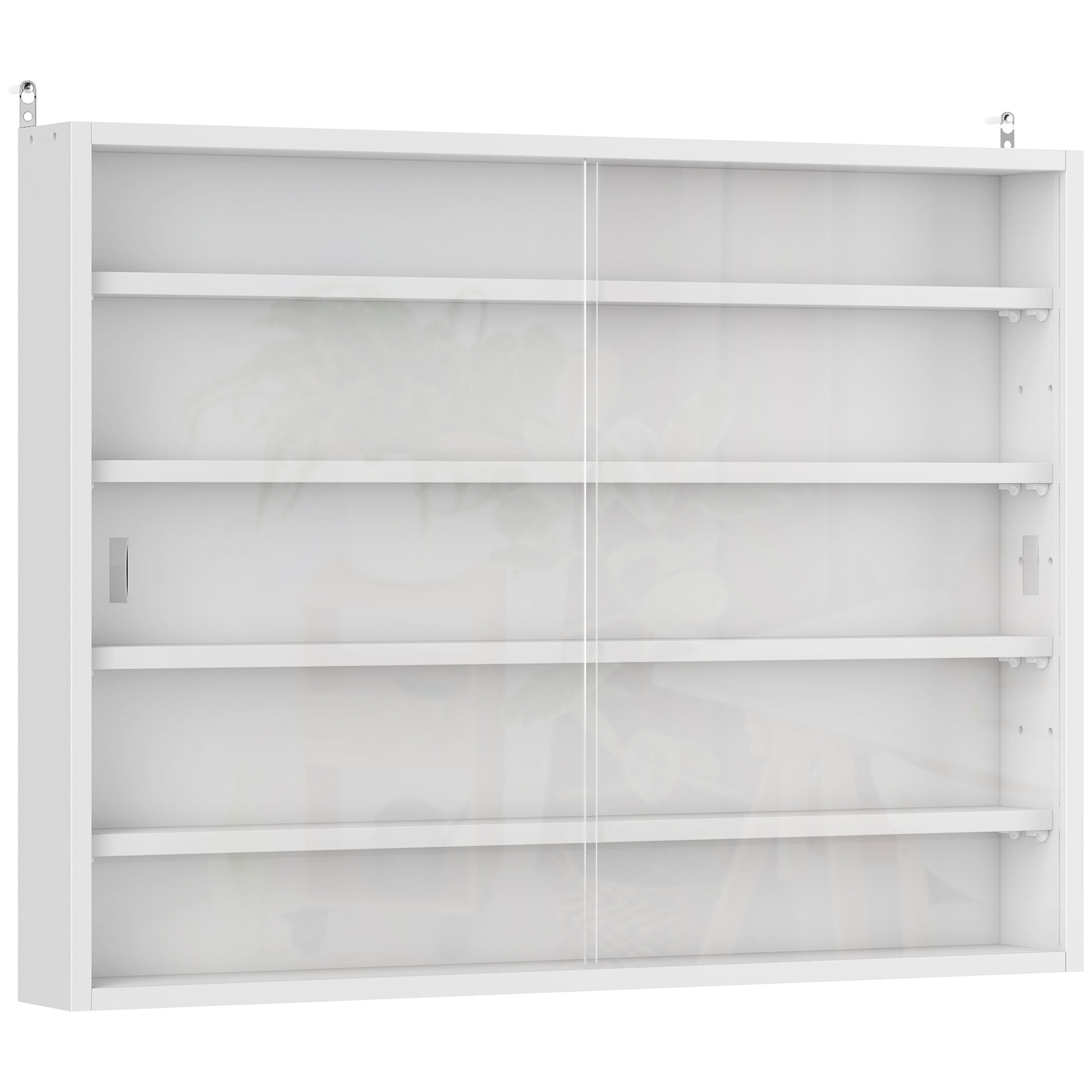 Display Cabinet Wall Mounted Display Case with Adjustable Shelves and 2 Sliding Glass Doors for Collections Perfumes Decorative Figurines 80x9.5x60 cm White