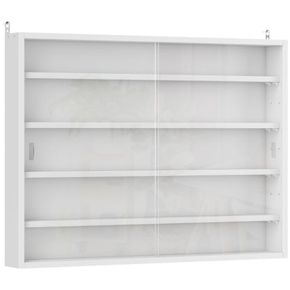 Display Cabinet Wall Mounted Display Case with Adjustable Shelves and 2 Sliding Glass Doors for Collections Perfumes Decorative Figurines 80x9.5x60 cm White