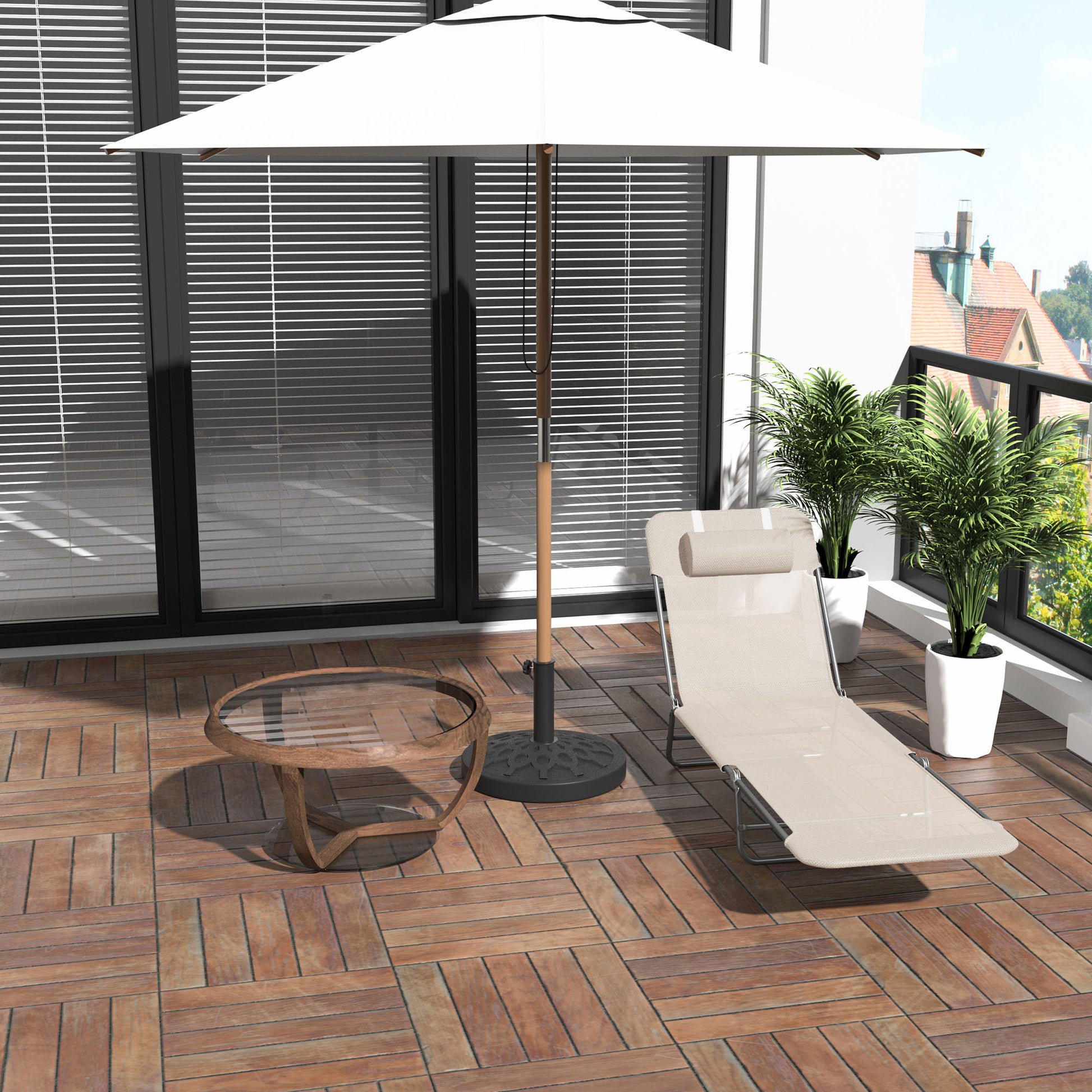 Folding Sun Lounger with Reclining Backrest and Cushion, Garden, Beach and Camping Lounger, Beige