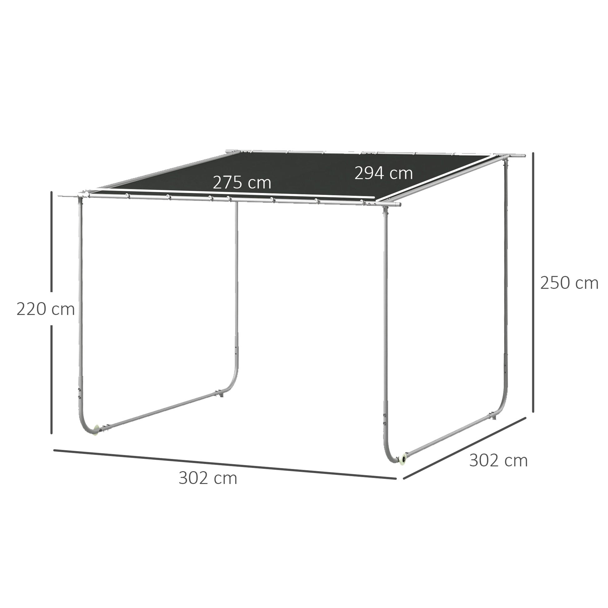 Pergola, approx. 3 x 3m Pavilion, Patio Cover with UV Protection, Sandbags, Garden Gazebo, Patio Gazebo with Wheels for Balcony, Oxford, Dark Gray