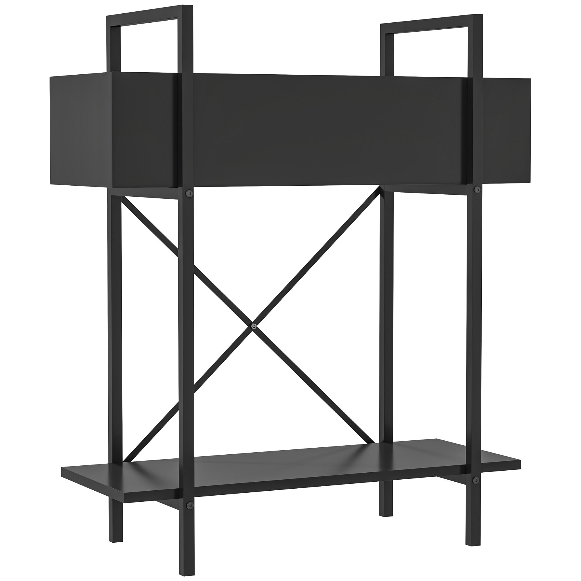 2-Tier Plant Stand, Flower Stand for Indoor Outdoor, Metal Plant Shelf, Multi-Layer Flower Rack, 70 cm High Plant Stand for Living Room, Garden Balcony Decor, Black