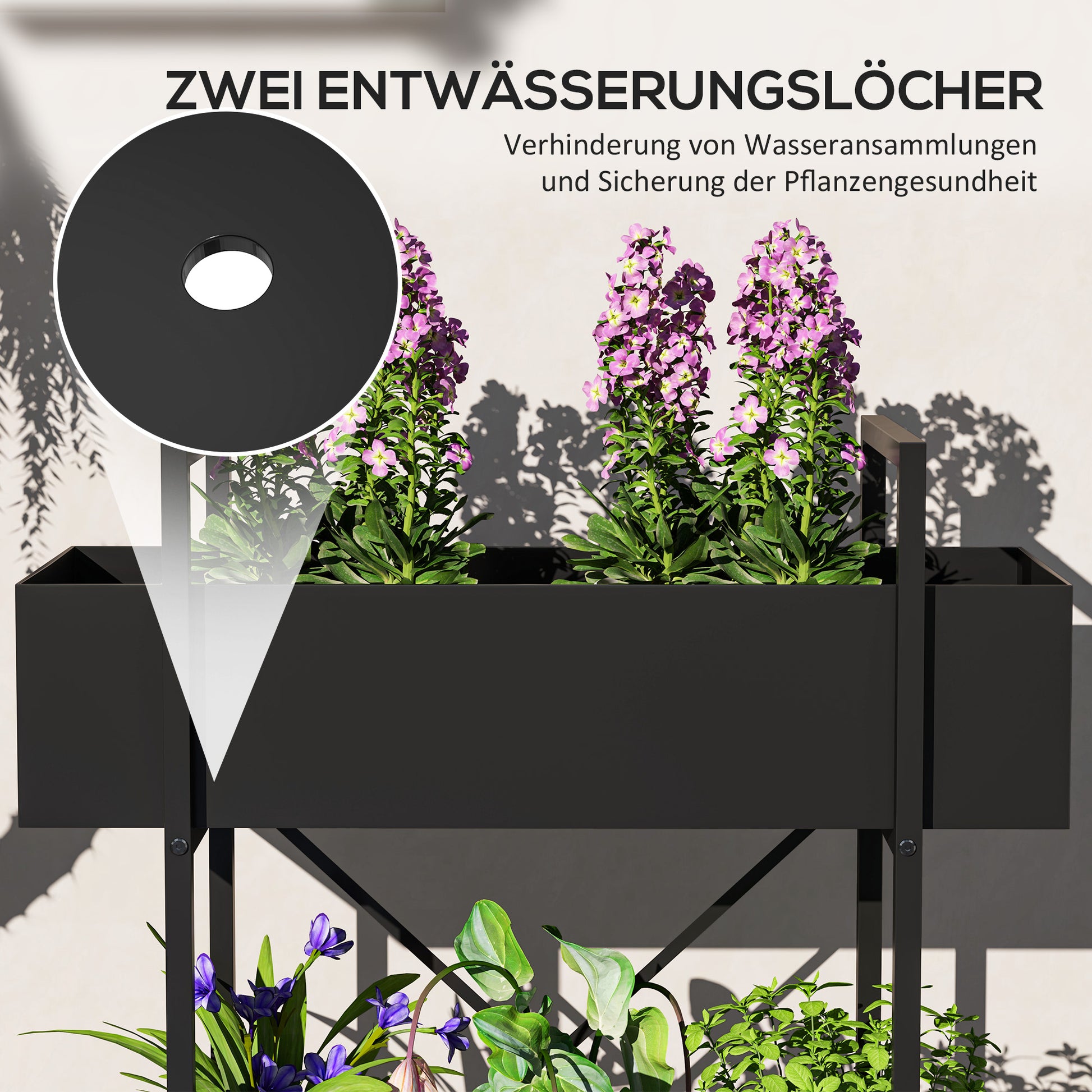 2-Tier Plant Stand, Flower Stand for Indoor Outdoor, Metal Plant Shelf, Multi-Layer Flower Rack, 70 cm High Plant Stand for Living Room, Garden Balcony Decor, Black