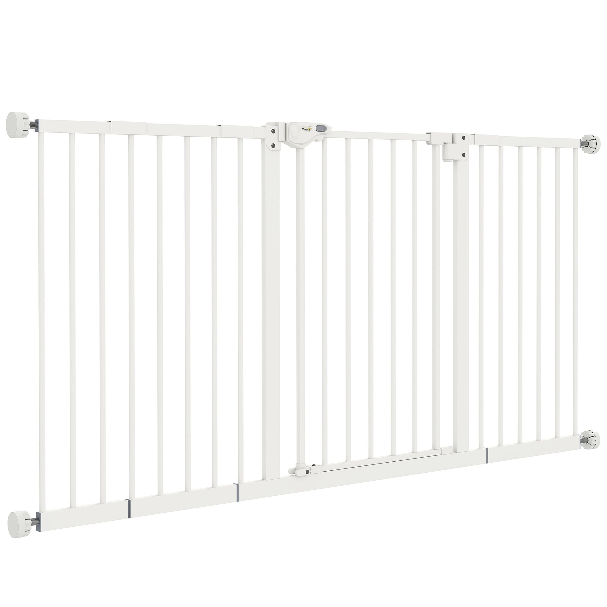 Door Guard Stair Guard with 17.5/20.3/30.5 cm Extension Door Gate Without Drilling Stair Gate for Widths 74-147.5 cm Double-Sided Swivel Metal White