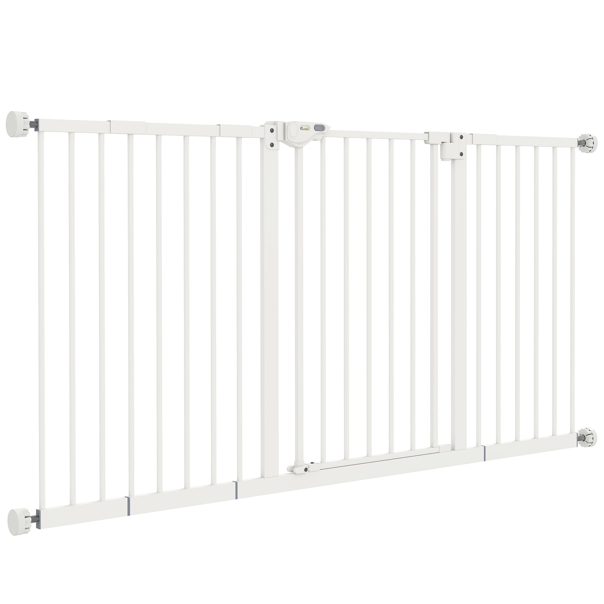 Door Guard Stair Guard with 17.5/20.3/30.5 cm Extension Door Gate Without Drilling Stair Gate for Widths 74-147.5 cm Double-Sided Swivel Metal White