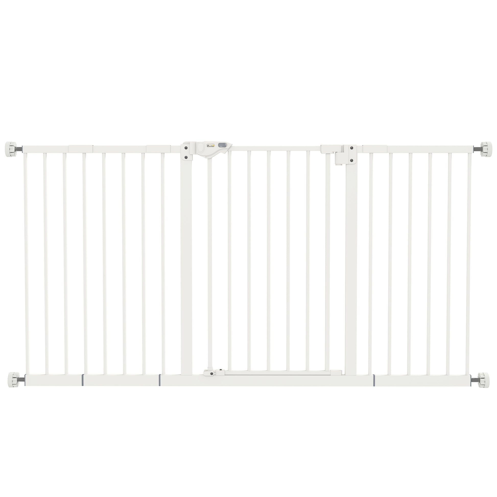 Door Guard Stair Guard with 17.5/20.3/30.5 cm Extension Door Gate Without Drilling Stair Gate for Widths 74-147.5 cm Double-Sided Swivel Metal White