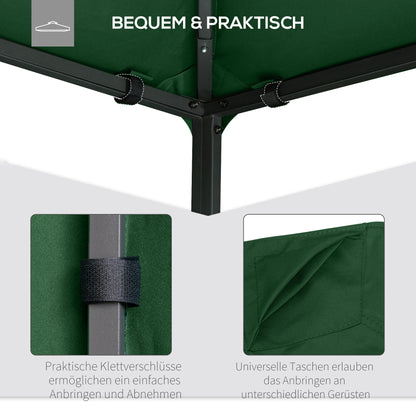 Pavilion Canopy for Garden Pavilion approx. 3 x 3 m, water-resistant, replacement canopy, pavilion cover, sun protection, 8 water drainage holes, Polyester, Green