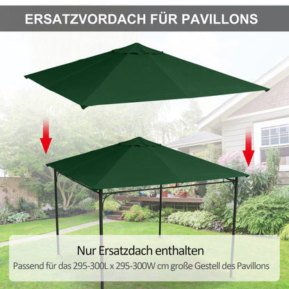 Pavilion Canopy for Garden Pavilion approx. 3 x 3 m, water-resistant, replacement canopy, pavilion cover, sun protection, 8 water drainage holes, Polyester, Green
