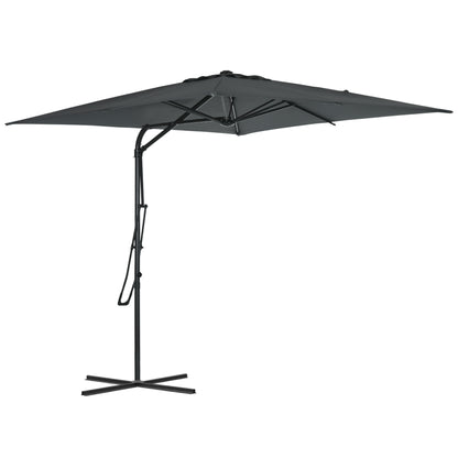 Square Offset Umbrella 2.5 x 2.5 m, outdoor garden umbrella UV protection quick and easy open and close cross base included for balcony patio terrace dark grey