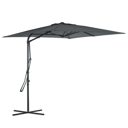 Square Offset Umbrella 2.5 x 2.5 m, outdoor garden umbrella UV protection quick and easy open and close cross base included for balcony patio terrace dark grey