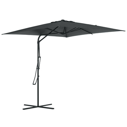 Square Offset Umbrella 2.5 x 2.5 m, outdoor garden umbrella UV protection quick and easy open and close cross base included for balcony patio terrace dark grey