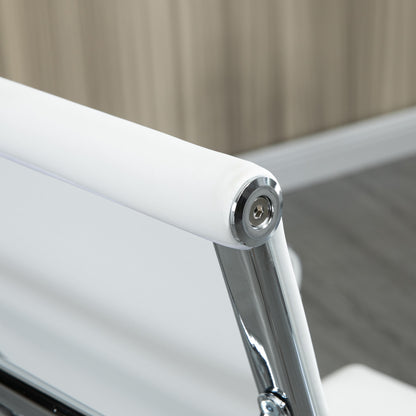 Office Chair Ergonomic Desk Chair with Tilt Function Executive Chair Height Adjustable Swivel Chair Padded Faux Leather Foam White 54 x 62 x 104-114 cm