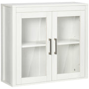 Wall-Mounted Bathroom Cabinet with 2 Glass Doors and Adjustable Shelf Hanging Bathroom Furniture for Kitchen Bedroom Toilet Modern Style 60x19.5x54 cm White