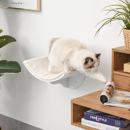 Cat Perch Cat Wall Shelf Cat Bed Cat Wall Mount Plush Cover White 41 x 28 x 21 cm