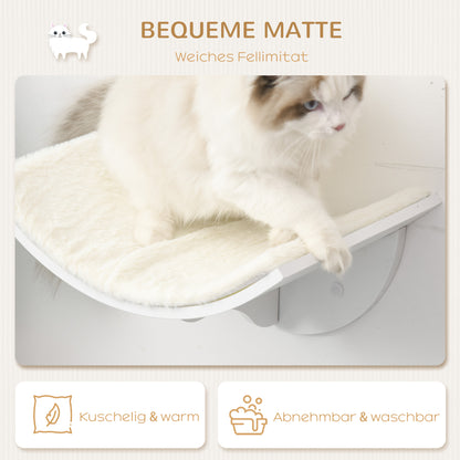 Cat Perch Cat Wall Shelf Cat Bed Cat Wall Mount Plush Cover White 41 x 28 x 21 cm