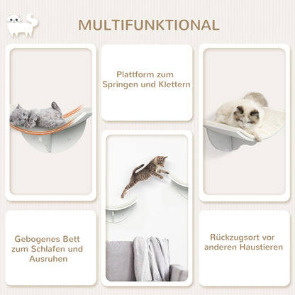 Cat Perch Cat Wall Shelf Cat Bed Cat Wall Mount Plush Cover White 41 x 28 x 21 cm