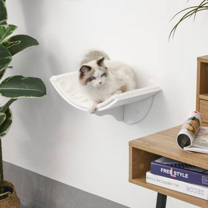 Cat Perch Cat Wall Shelf Cat Bed Cat Wall Mount Plush Cover White 41 x 28 x 21 cm