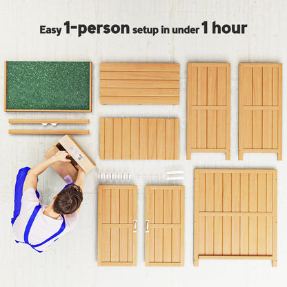 Garden Cabinet Fir Wood, Weatherproof Tool Shed 74x43x88cm, Tool Shed with Double Door, 2 Compartments, Tool Cabinet, Garden House Tool Cabinet for Garden, Terrace, Natural