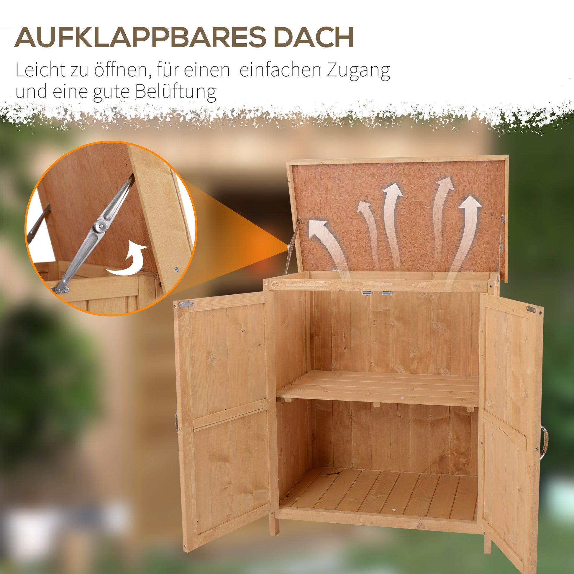 Garden Cabinet Fir Wood, Weatherproof Tool Shed 74x43x88cm, Tool Shed with Double Door, 2 Compartments, Tool Cabinet, Garden House Tool Cabinet for Garden, Terrace, Natural