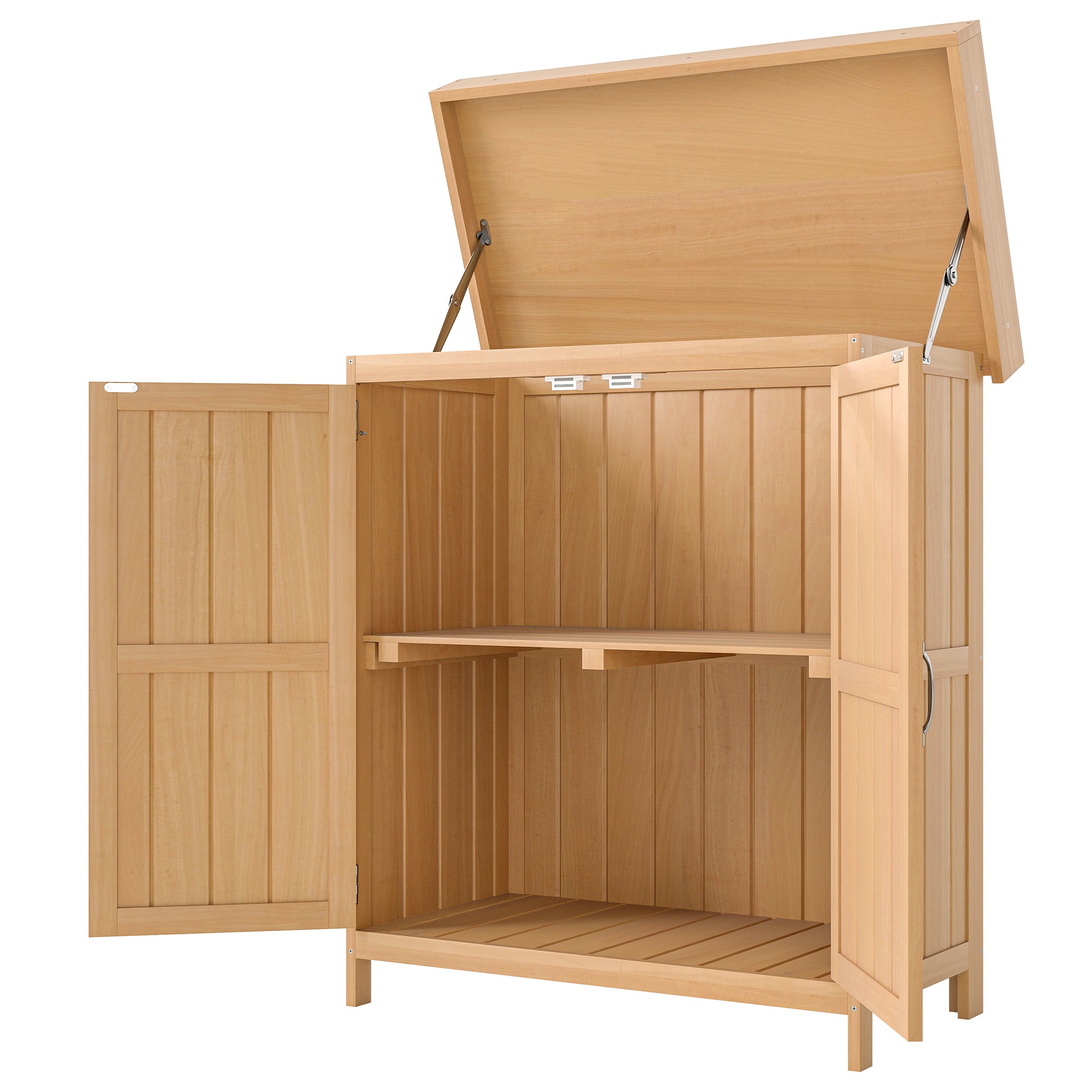 Garden Cabinet Fir Wood, Weatherproof Tool Shed 74x43x88cm, Tool Shed with Double Door, 2 Compartments, Tool Cabinet, Garden House Tool Cabinet for Garden, Terrace, Natural