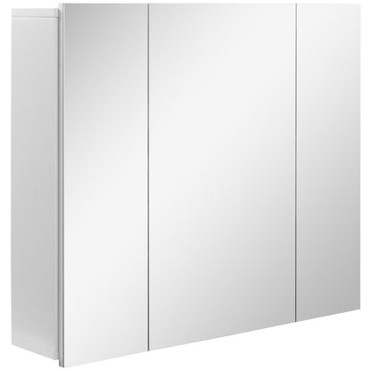 Bathroom Cabinet with Mirror Wall Mounted Bathroom Cabinet with 3 Doors and Adjustable Internal Shelves 70x15x60 cm White