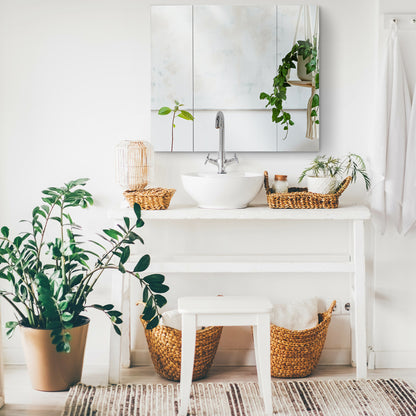 Bathroom Cabinet with Mirror Wall Mounted Bathroom Cabinet with 3 Doors and Adjustable Internal Shelves 70x15x60 cm White