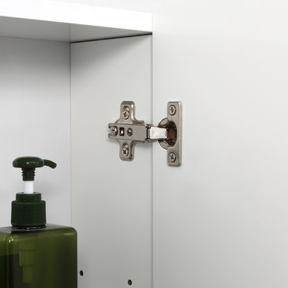 Bathroom Cabinet with Mirror Wall Mounted Bathroom Cabinet with 3 Doors and Adjustable Internal Shelves 70x15x60 cm White