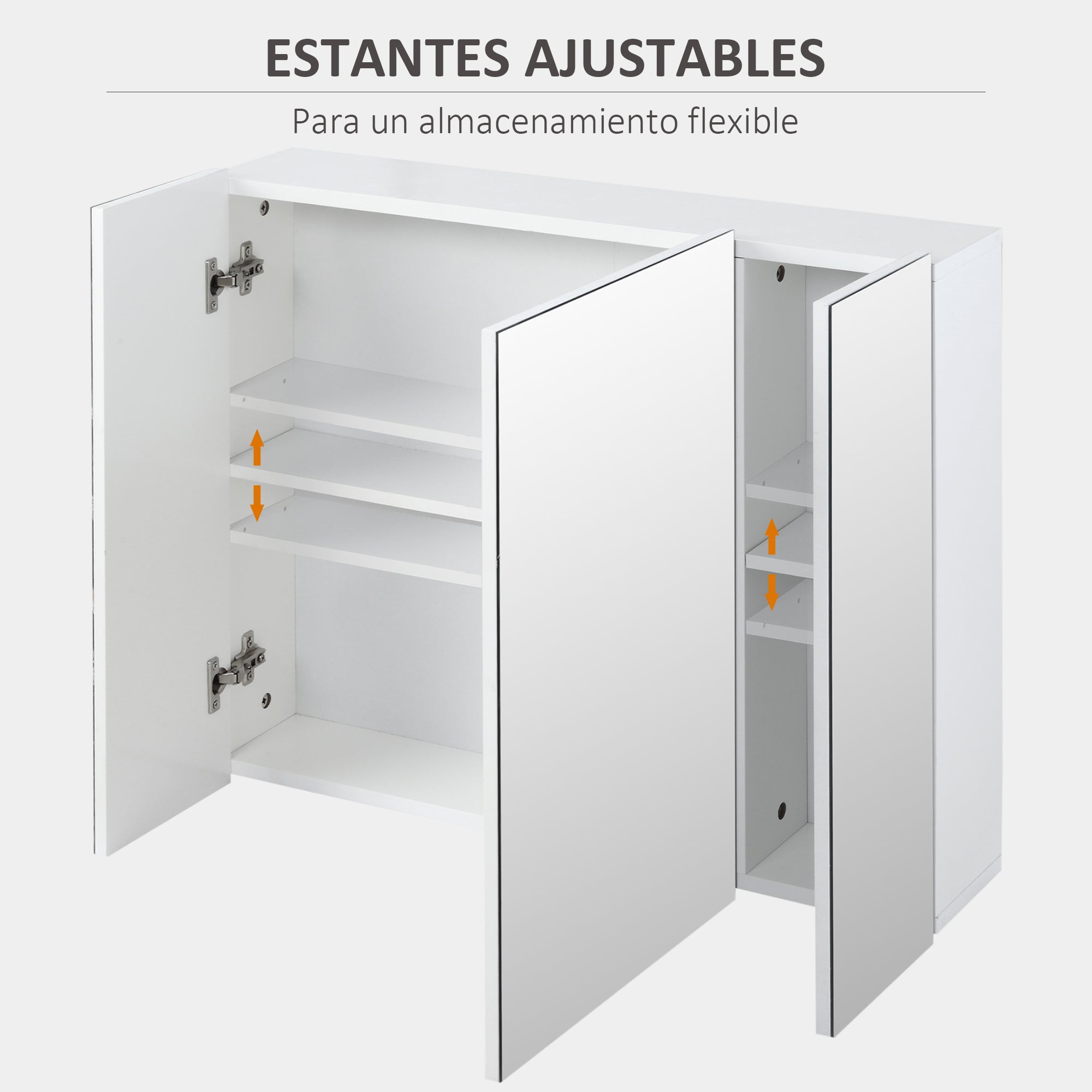 Bathroom Cabinet with Mirror Wall Mounted Bathroom Cabinet with 3 Doors and Adjustable Internal Shelves 70x15x60 cm White