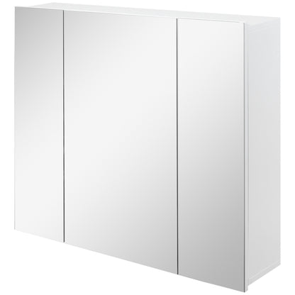 Bathroom Cabinet with Mirror Wall Mounted Bathroom Cabinet with 3 Doors and Adjustable Internal Shelves 70x15x60 cm White