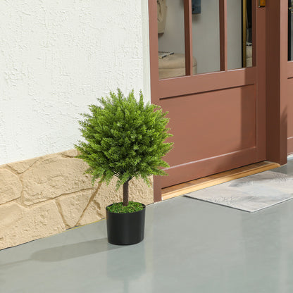 Artificial Cedar Tree Plant, UV Resistant Fake Plant with Pot, Indoor and Outdoor Decoration, Height 55 cm, Green