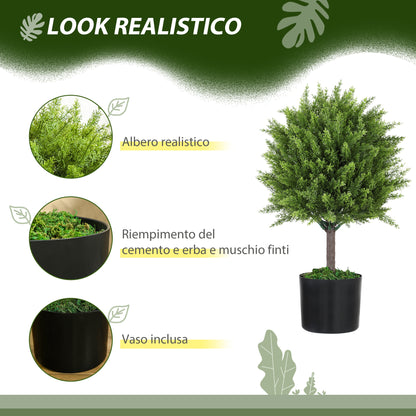 Artificial Cedar Tree Plant, UV Resistant Fake Plant with Pot, Indoor and Outdoor Decoration, Height 55 cm, Green