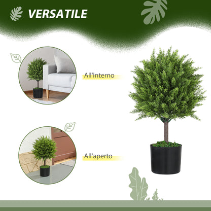 Artificial Cedar Tree Plant, UV Resistant Fake Plant with Pot, Indoor and Outdoor Decoration, Height 55 cm, Green
