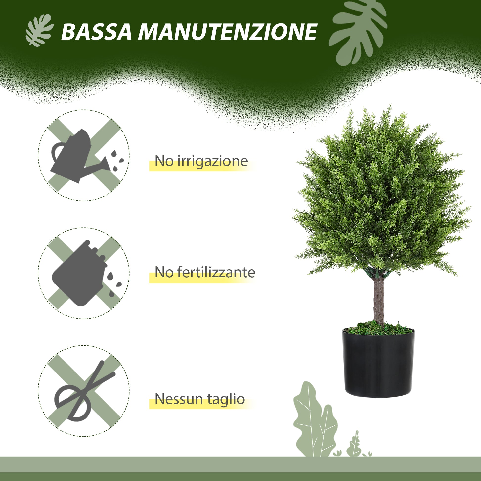 Artificial Cedar Tree Plant, UV Resistant Fake Plant with Pot, Indoor and Outdoor Decoration, Height 55 cm, Green