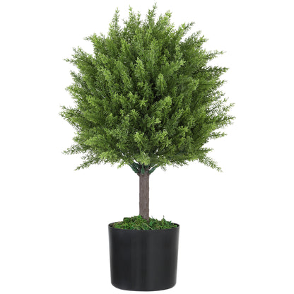 Artificial Cedar Tree Plant, UV Resistant Fake Plant with Pot, Indoor and Outdoor Decoration, Height 55 cm, Green