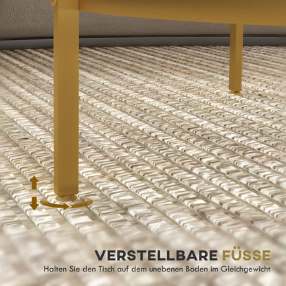 Side Table Round Coffee Table with Shelf, Steel Frame, Coffee Table, Bedside Table for Living Room, Bedroom, Gold, Ø60 x 43 cm