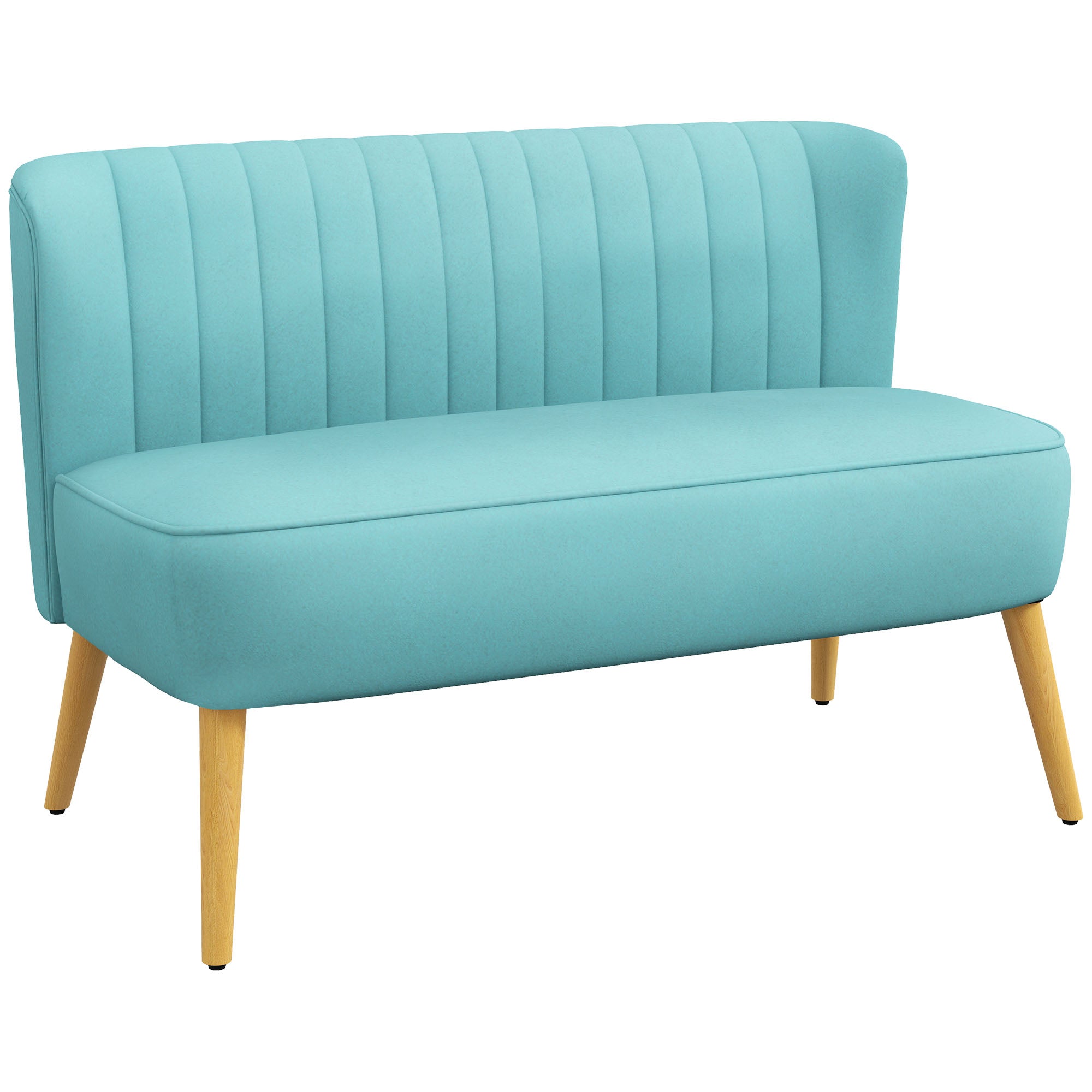 2-Seater Fabric Sofa Upholstered Couch Double Sofa Seating Furniture Lounge Sofa Wooden Velvet-Like Polyester Foam Green 117 x 56.5 x 77 cm