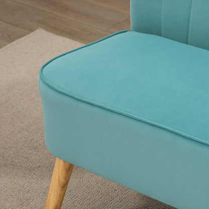 2-Seater Fabric Sofa Upholstered Couch Double Sofa Seating Furniture Lounge Sofa Wooden Velvet-Like Polyester Foam Green 117 x 56.5 x 77 cm