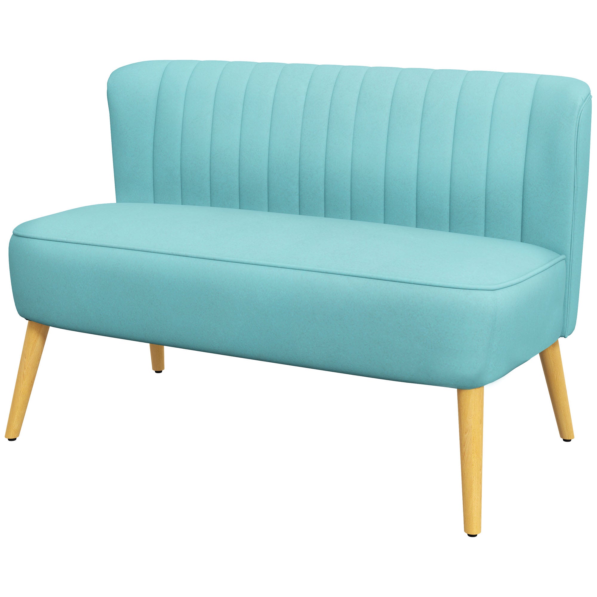 2-Seater Fabric Sofa Upholstered Couch Double Sofa Seating Furniture Lounge Sofa Wooden Velvet-Like Polyester Foam Green 117 x 56.5 x 77 cm