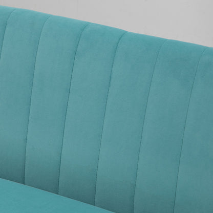 2-Seater Fabric Sofa Upholstered Couch Double Sofa Seating Furniture Lounge Sofa Wooden Velvet-Like Polyester Foam Green 117 x 56.5 x 77 cm