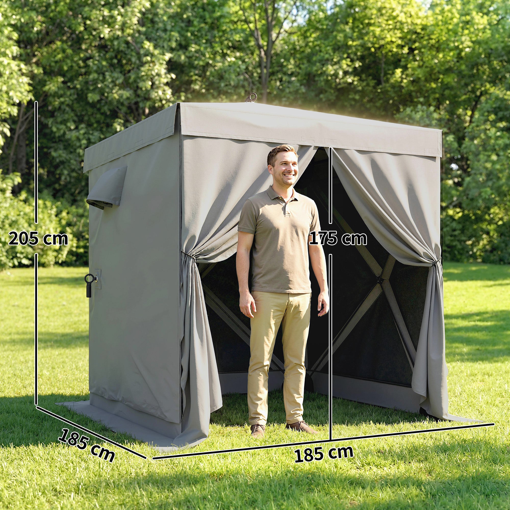 6'1" x 6'1" Waterproof Pop-Up Gazebo — Stable, All-Weather, 4 Mesh Side Panels, UPF30+, Foldable Party Tent — Dark Gray