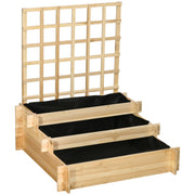 3-Tier Urban Garden with Trellis Planter Stand Wood with Non-woven Fabric for Growing Vegetables Flowers Herbs 95x95x110 cm Natural