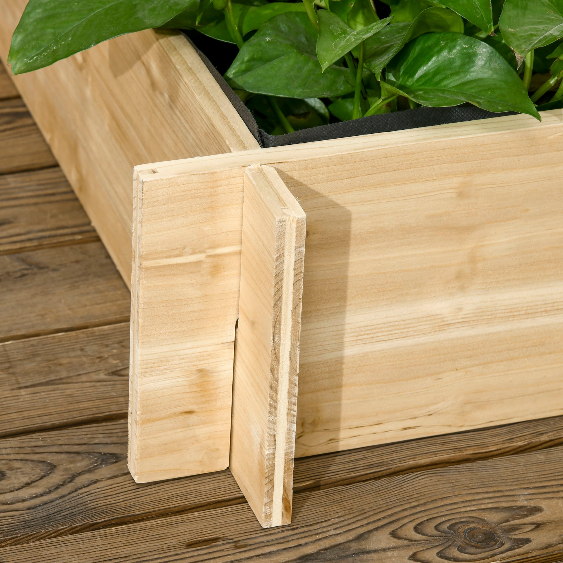 3-Tier Urban Garden with Trellis Planter Stand Wood with Non-woven Fabric for Growing Vegetables Flowers Herbs 95x95x110 cm Natural