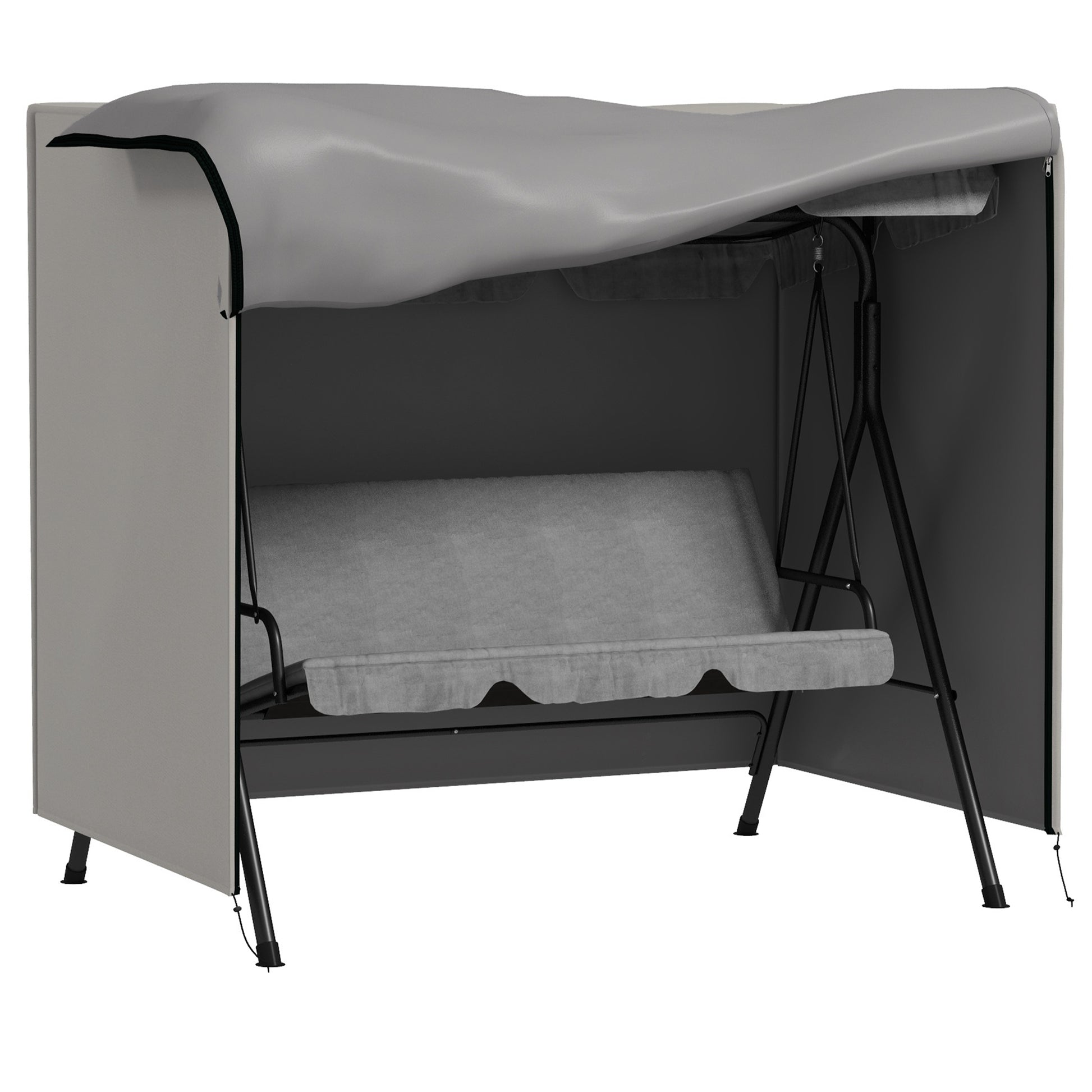 Hollywood Swing Seat Cover 3 Seater, Water Repellent Winterproof Protective Cover for Garden Swing, UV Resistant Cover, Tearing Resistant 420D Oxford Fabric, 177x114x152cm Gray