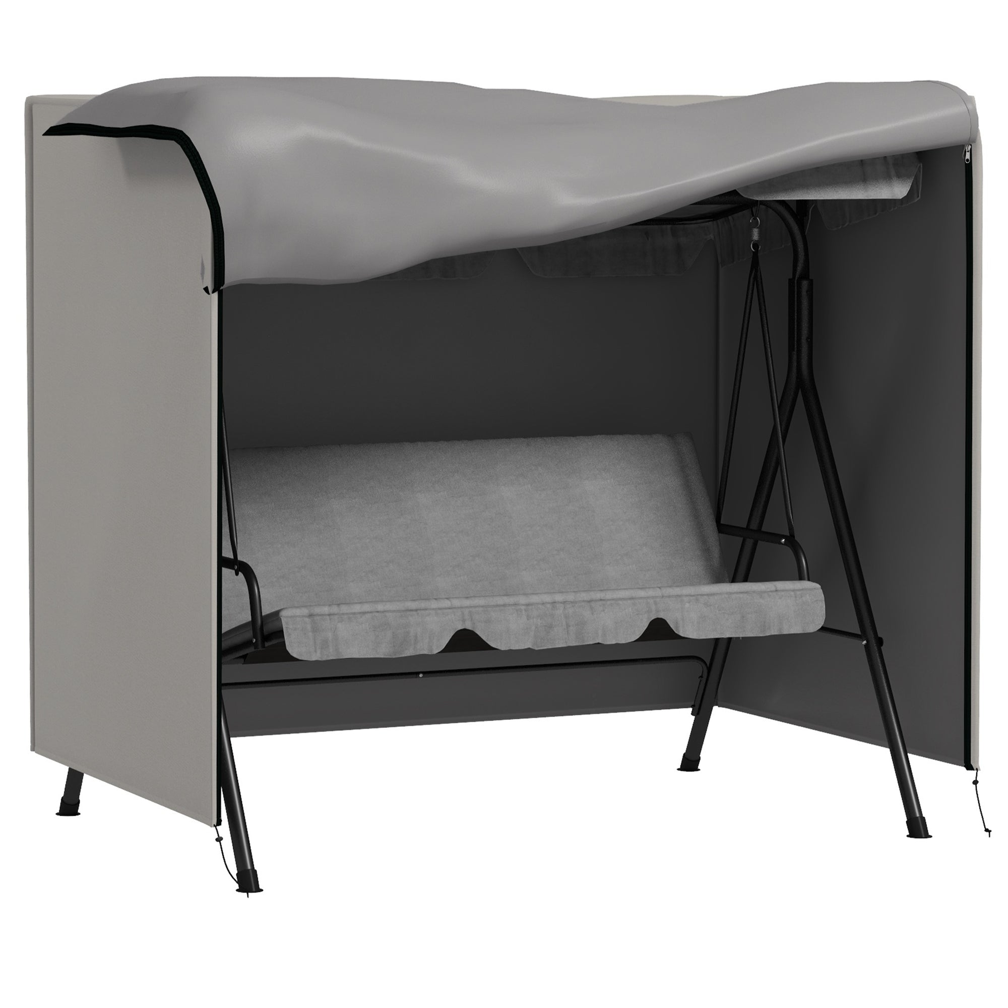 Hollywood Swing Seat Cover 3 Seater, Water Repellent Winterproof Protective Cover for Garden Swing, UV Resistant Cover, Tearing Resistant 420D Oxford Fabric, 177x114x152cm Gray