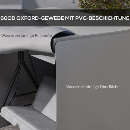 Hollywood Swing Seat Cover 3 Seater, Water Repellent Winterproof Protective Cover for Garden Swing, UV Resistant Cover, Tearing Resistant 420D Oxford Fabric, 177x114x152cm Gray