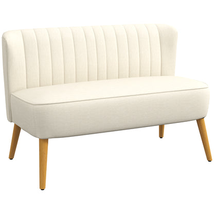 2-Seater Loveseat Sofa, Small Linen-Effect Upholstered Couch for Living Room, Bedroom, Small Spaces — Cream (117 x 56.5 x 77 cm / 46.1" x 22.2" x 30.3")