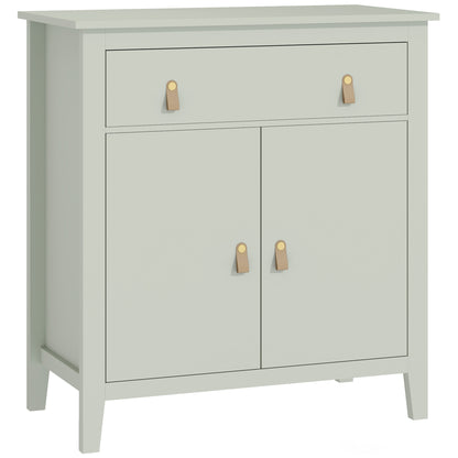 Sideboard Cabinet with Drawer and Double Door, Adjustable Shelf, PU Handles, Modern Style Buffet for Dining Room & Kitchen, 31.5 x 15.7 x 35.4 in, Light Green