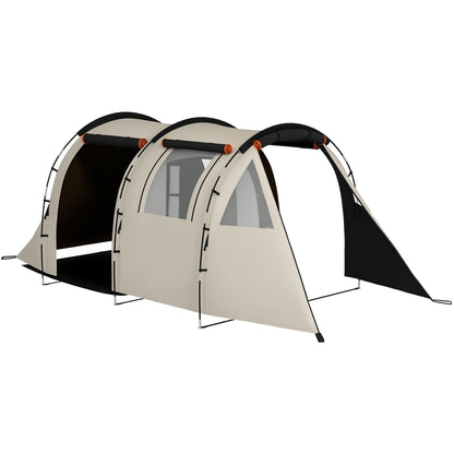 Tunnel Tent, Camping Tent for 5 People, Family Tent with 2 Rooms, Side Windows, Carry Bag, 3000mm Waterproof, for Garden, Camping Site, Khaki